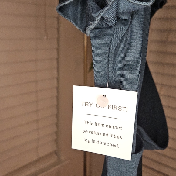 Owin Teal A-Line Midi Dress with Flutter Sleeves - Picture 5 of 8